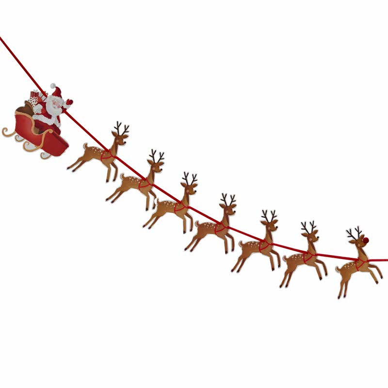 Reindeer & Santa Sleigh Christmas Bunting - 1.8m