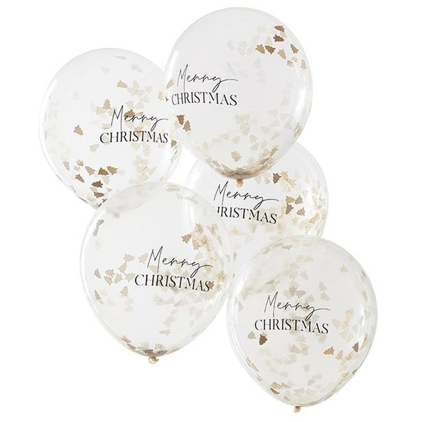 Gold Christmas Tree Confetti Balloons - 12" (5pk)