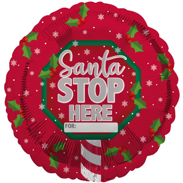 Personalised Santa Stop Here Balloon - 18" Foil