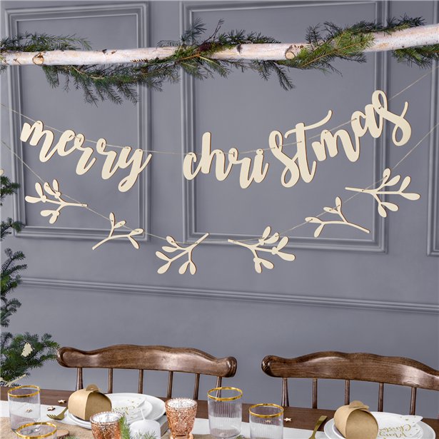 Merry Christmas Wooden Banner - 2m