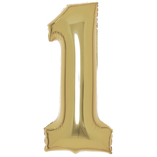White Gold Foil Number Balloons - 34"